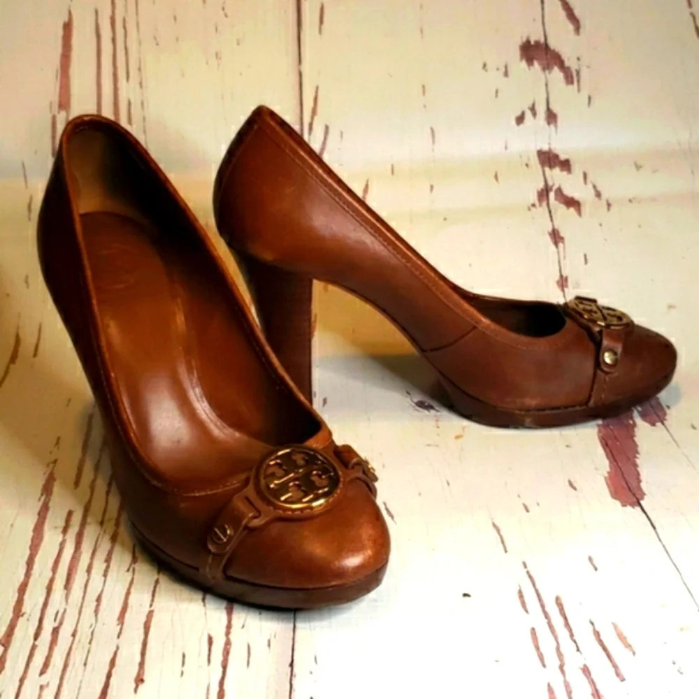 Tory Burch 9.5 Brown Distress Leather Heels